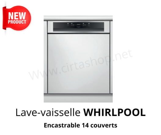 Lave-vaisselle  Whirlpool  semi- Encastrable - 60cm INOX 14 couveres 🇪🇺