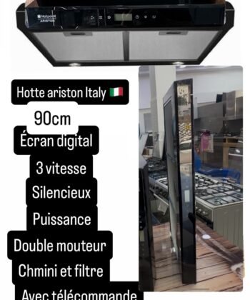 Hotte ariston Italy 🇮🇹 90 digital 3 vitesse disponible noir et Inox garantie 24 mois