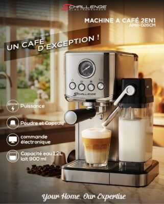 Machine a café ELECTRIQUE Schallenge 20 bar poudre et capsule avec cappuccino 🇩🇪