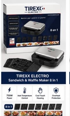 Machine TIREX sandwich et gaufres 8 en 1 آلة متعددة الوظائف لتحضير الساندويتشات والوافل 8 في 1