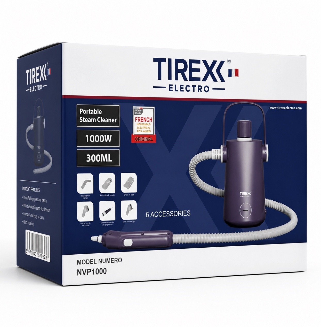 TIREX PORTABLE STEAM CLEANER 1000 W 6 ACCESOIR