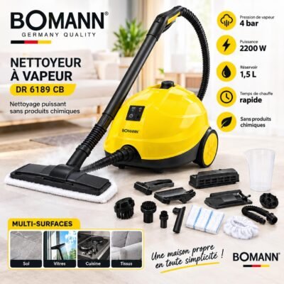 Nettoyeur a Vapeur BOMMAN 2200W GERMANY 8 Accessoires منضف بالبخار بومان الماني اصلي 🇩🇪🇩🇪